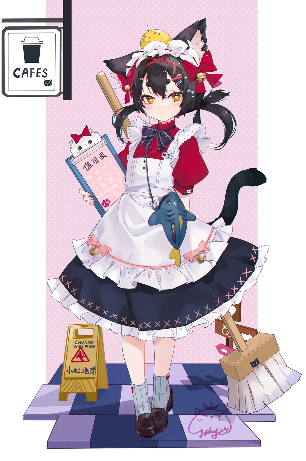 animal_ears heels jiujiuyatou_(yayanzz) maid nekomimi tail