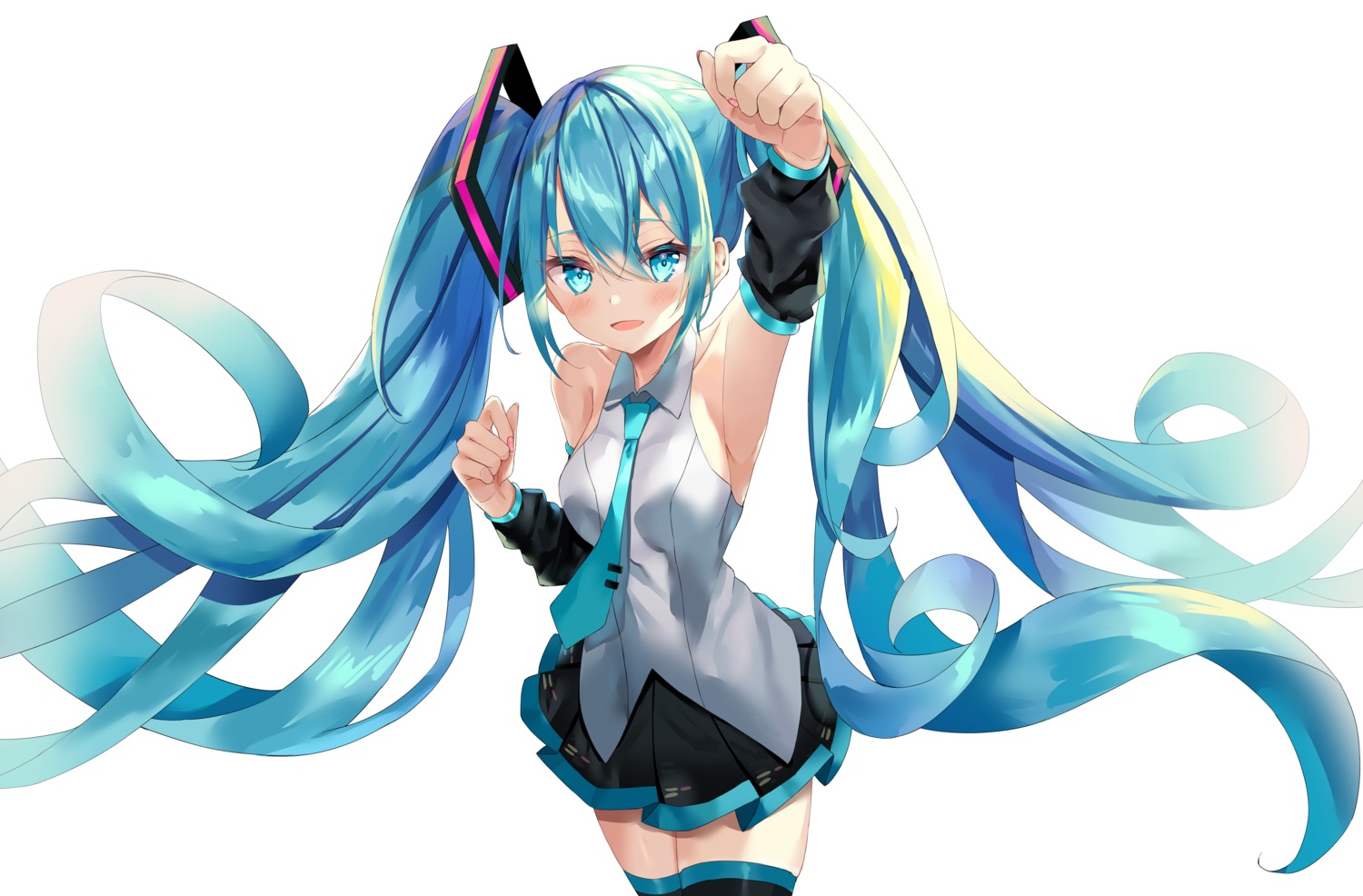 hatsune_miku sinobi_illust thighhighs vocaloid