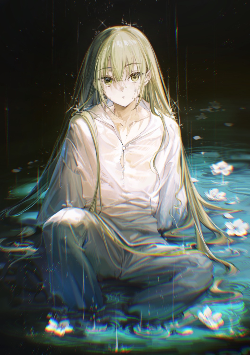 enkidu_(fate) see_through wet wet_clothes