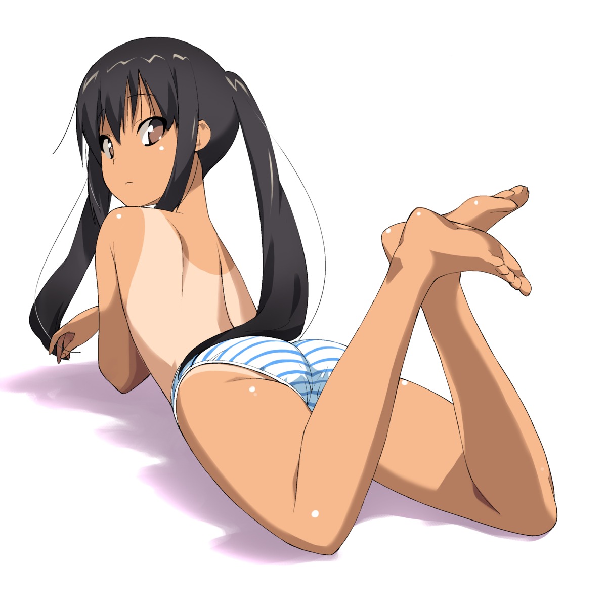 a1 ass feet initial-g k-on! loli nakano_azusa pantsu shimapan tan_lines topless