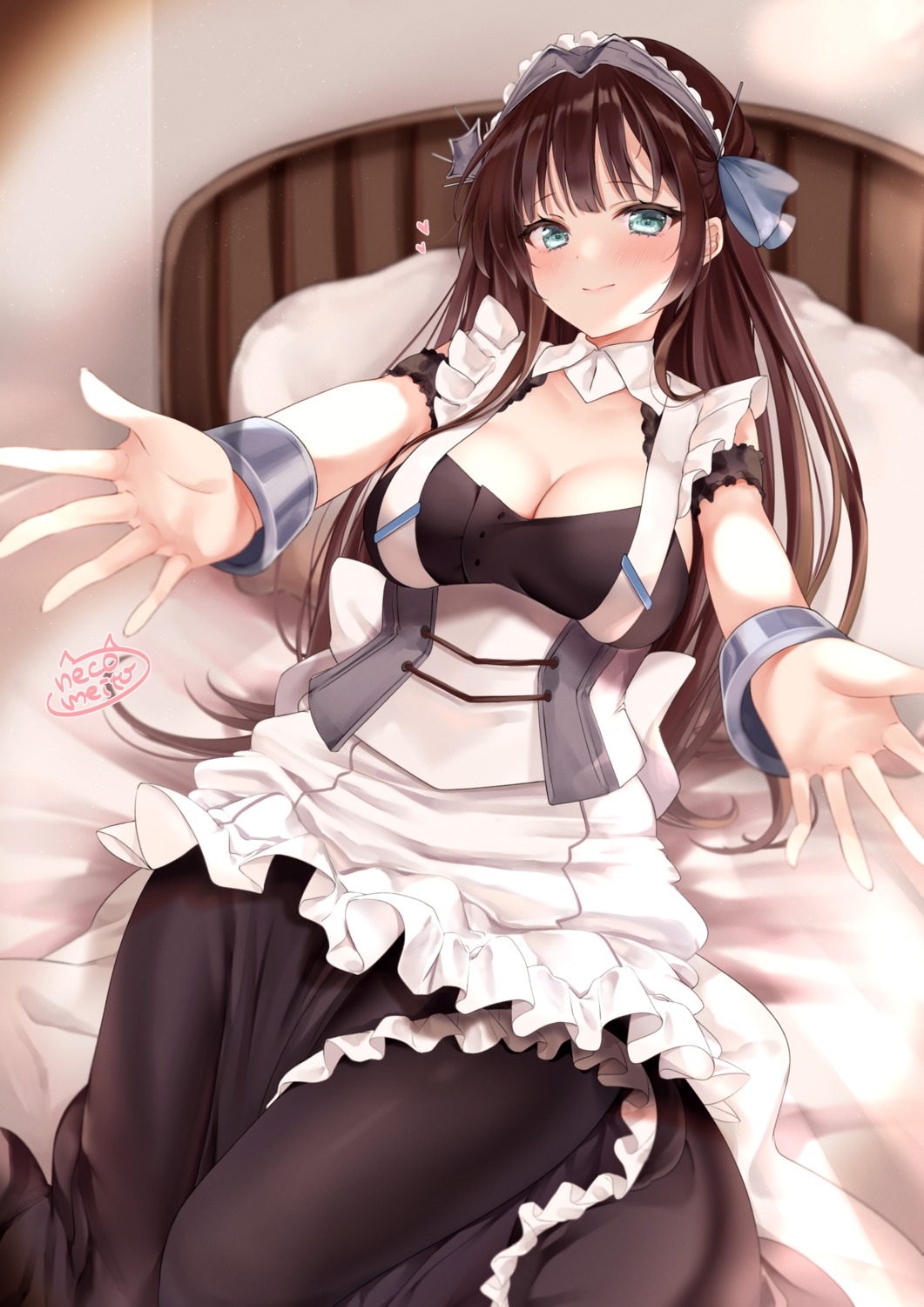 azur_lane cleavage maid neco_meito newcastle_(azur_lane) pantyhose skirt_lift