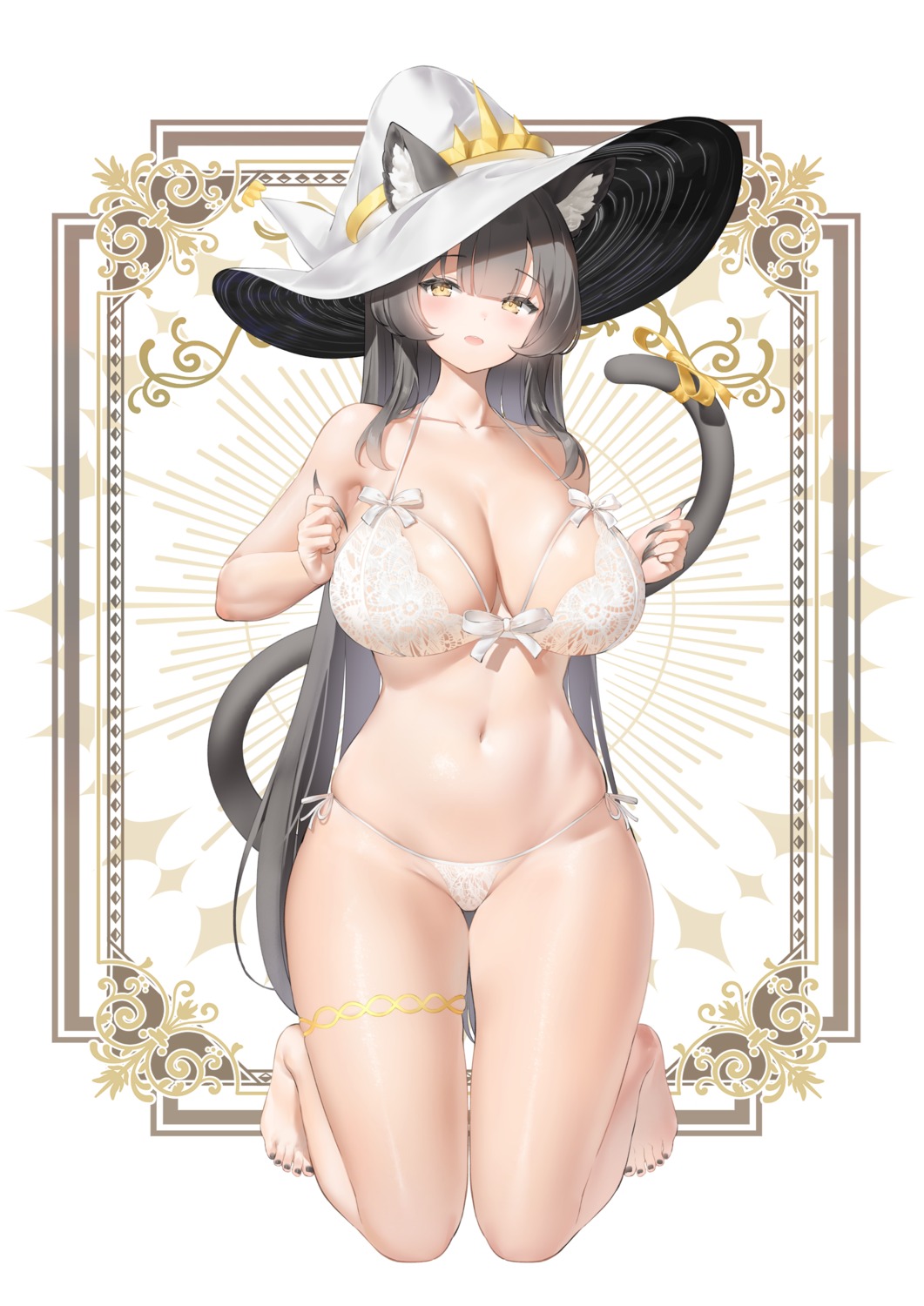 animal_ears bra festo garter keibeam lingerie nekomimi pantsu string_panties tail thong witch