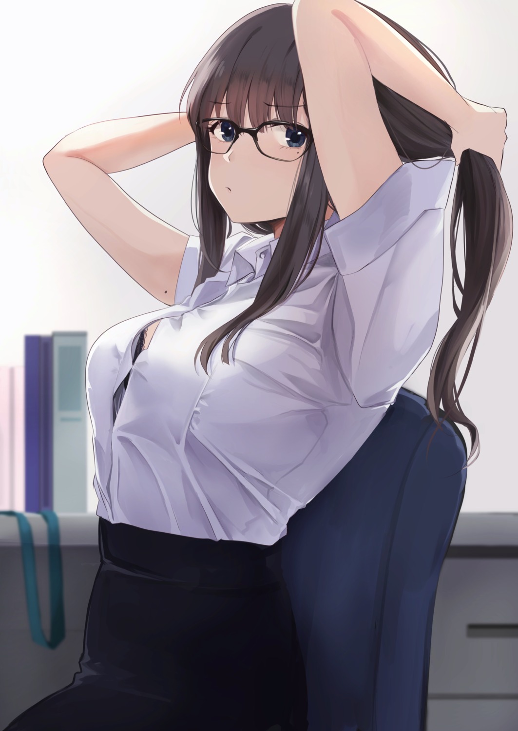 akito_(d30n26) bra business_suit dress_shirt megane