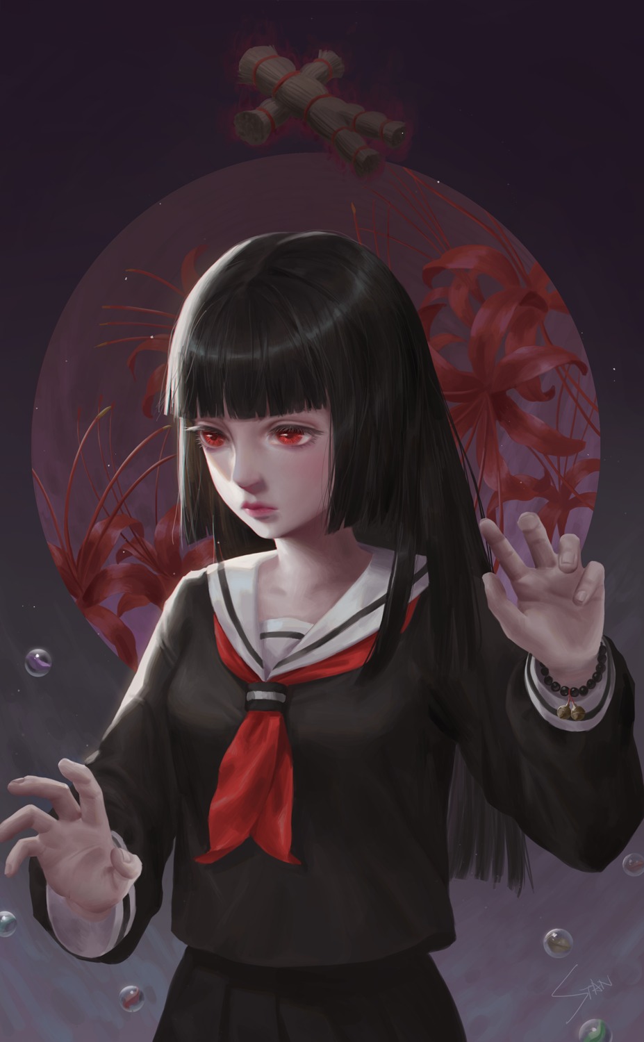 enma_ai jigoku_shoujo seifuku seth_(artist)