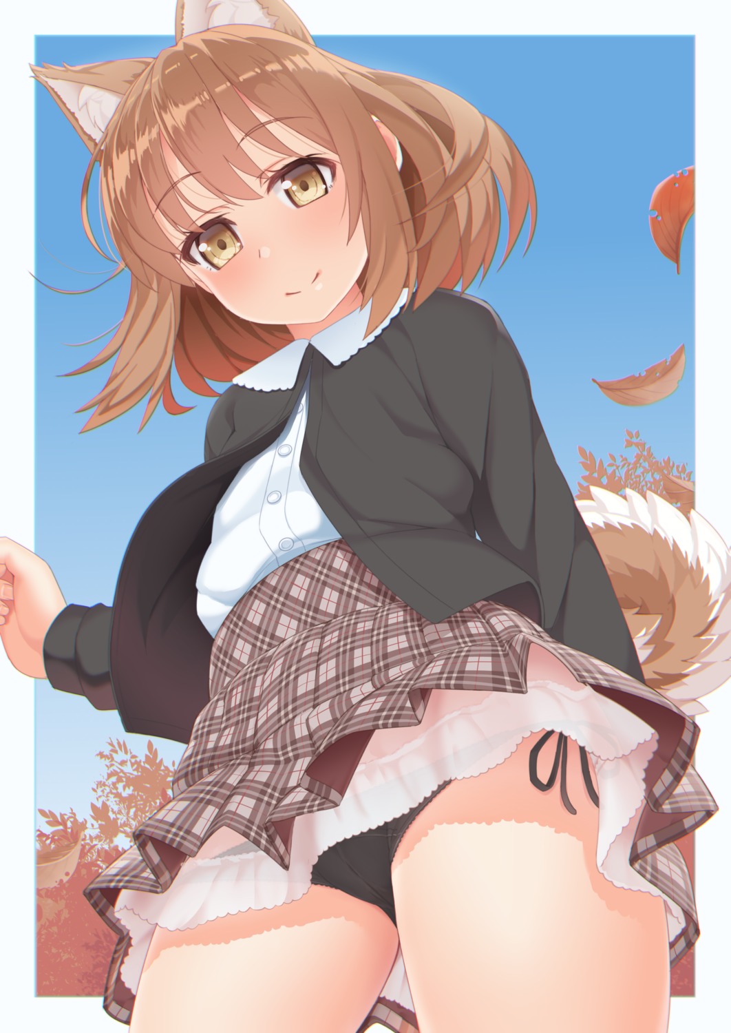 animal_ears pantsu see_through skirt_lift string_panties sweater tachimi_(basue) tail