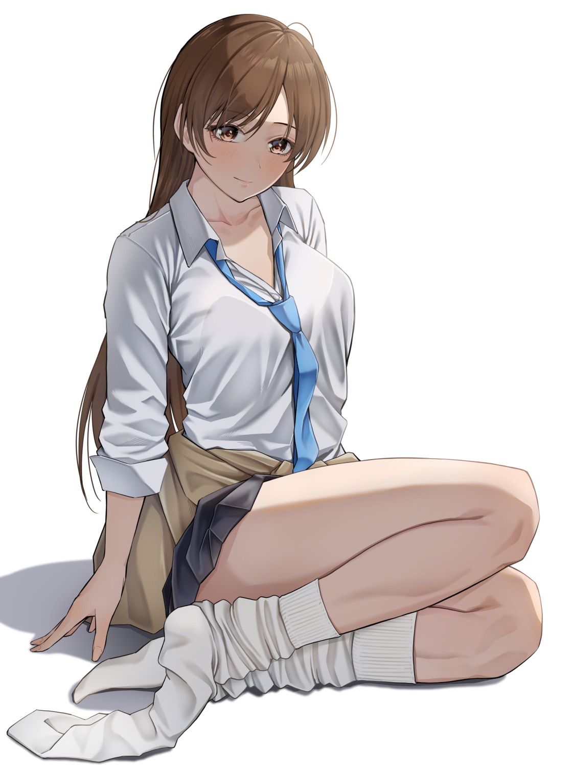 daiko_(dai1974910) nitta_minami seifuku skirt_lift sweater the_idolm@ster the_idolm@ster_cinderella_girls