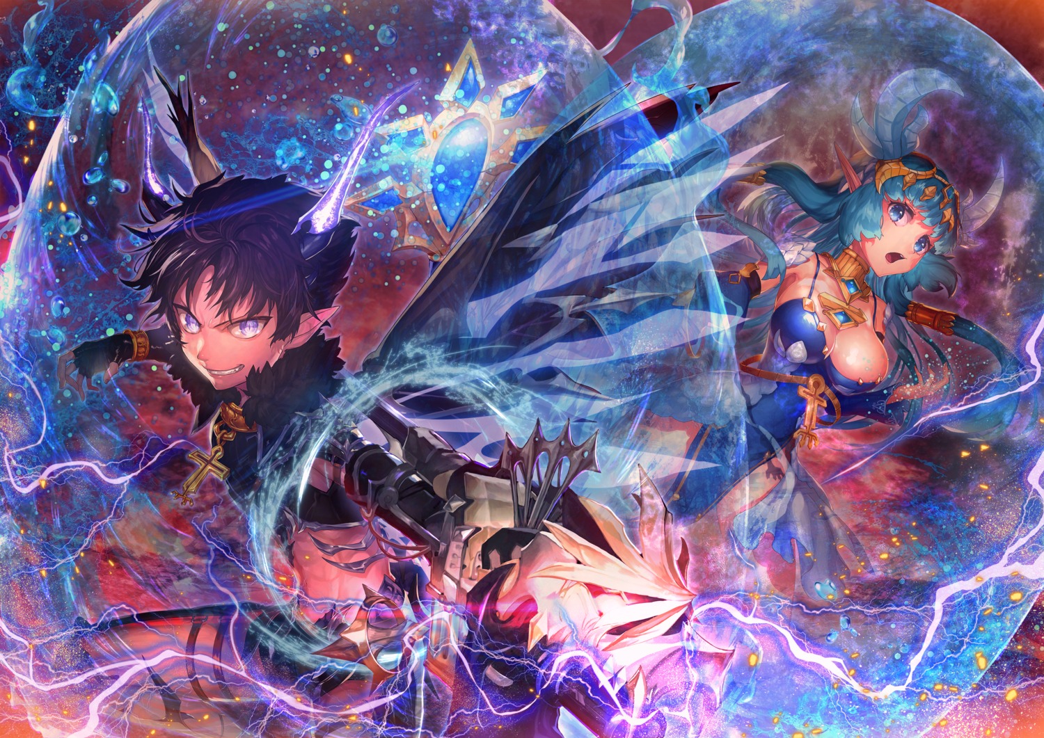 cleavage horns king's_raid laias_(king's_raid) neraxis_(king's_raid) pointy_ears tagme