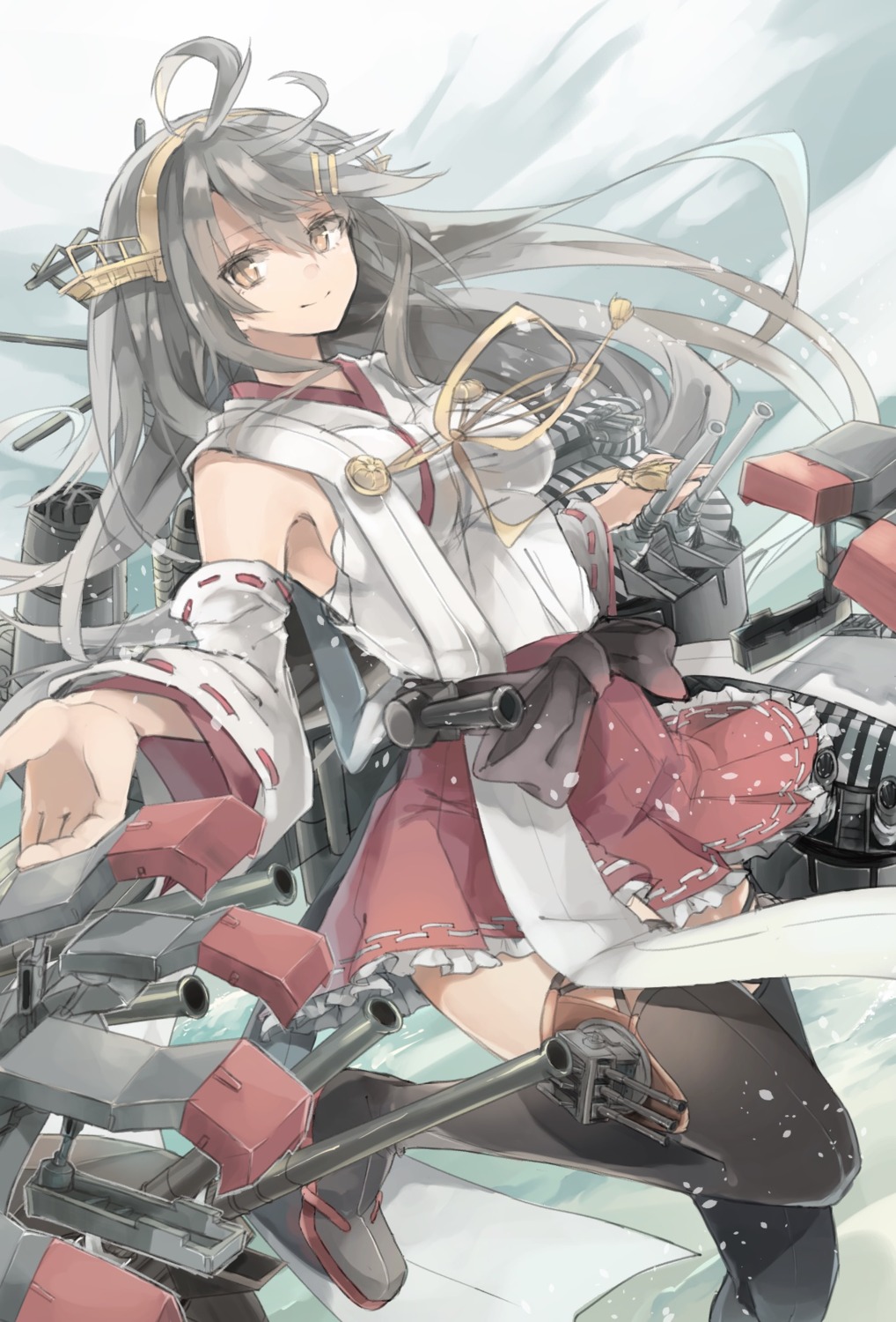 chibirisu haruna_(kancolle) kantai_collection sarashi thighhighs