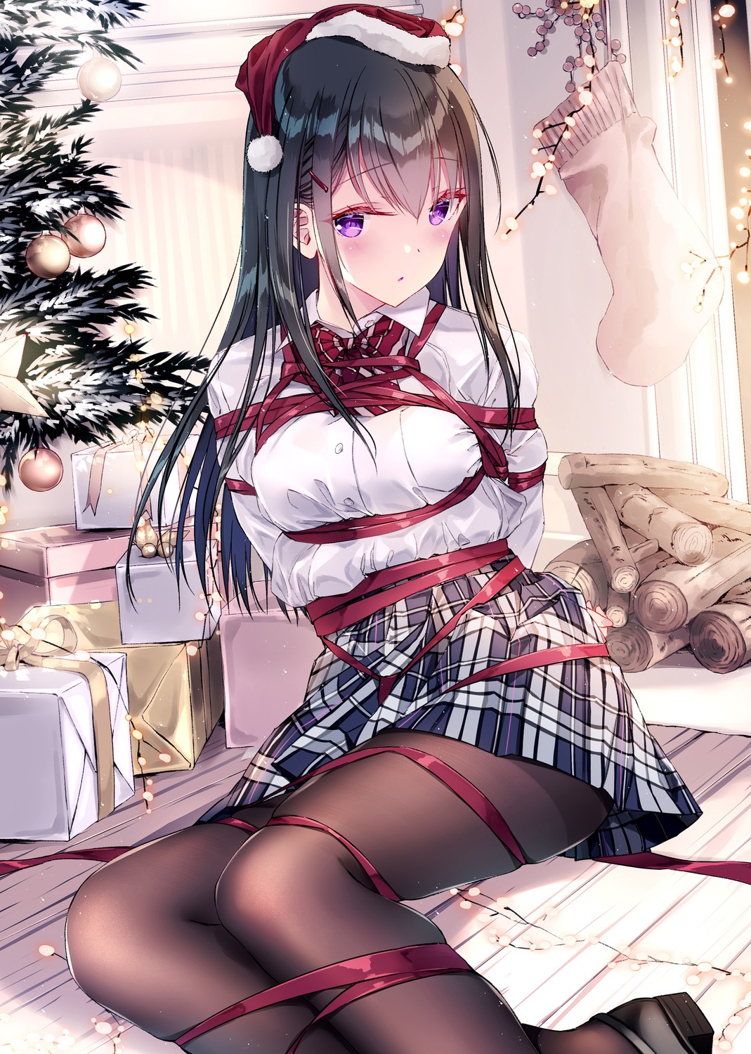 bondage christmas kobayashi_chisato pantyhose seifuku