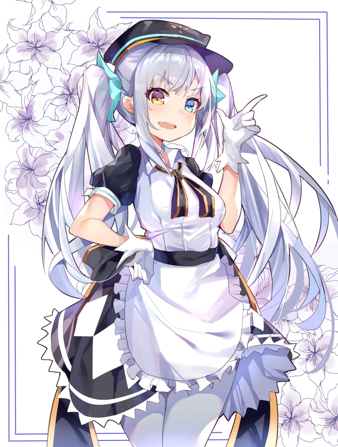 heterochromia kagura_mea kagura_mea_channel kokuri maid pantyhose