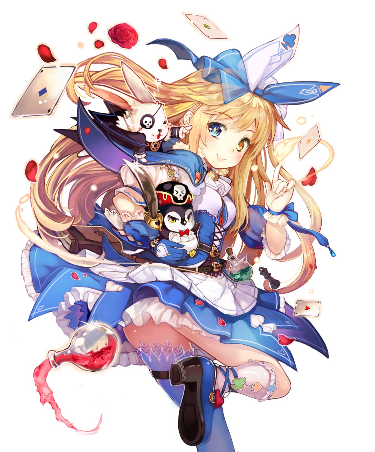 alice alice_in_wonderland aurora_legend dress garter heels heterochromia skirt_lift spirtie thighhighs