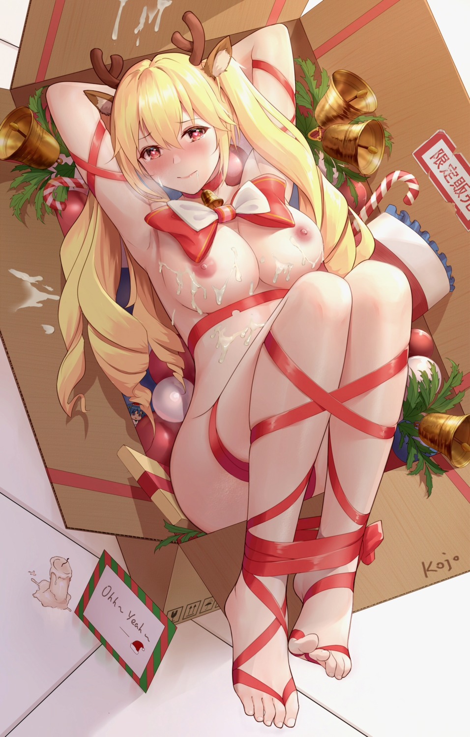 animal_ears bondage christmas cum feet horns kouase naked_ribbon nipples