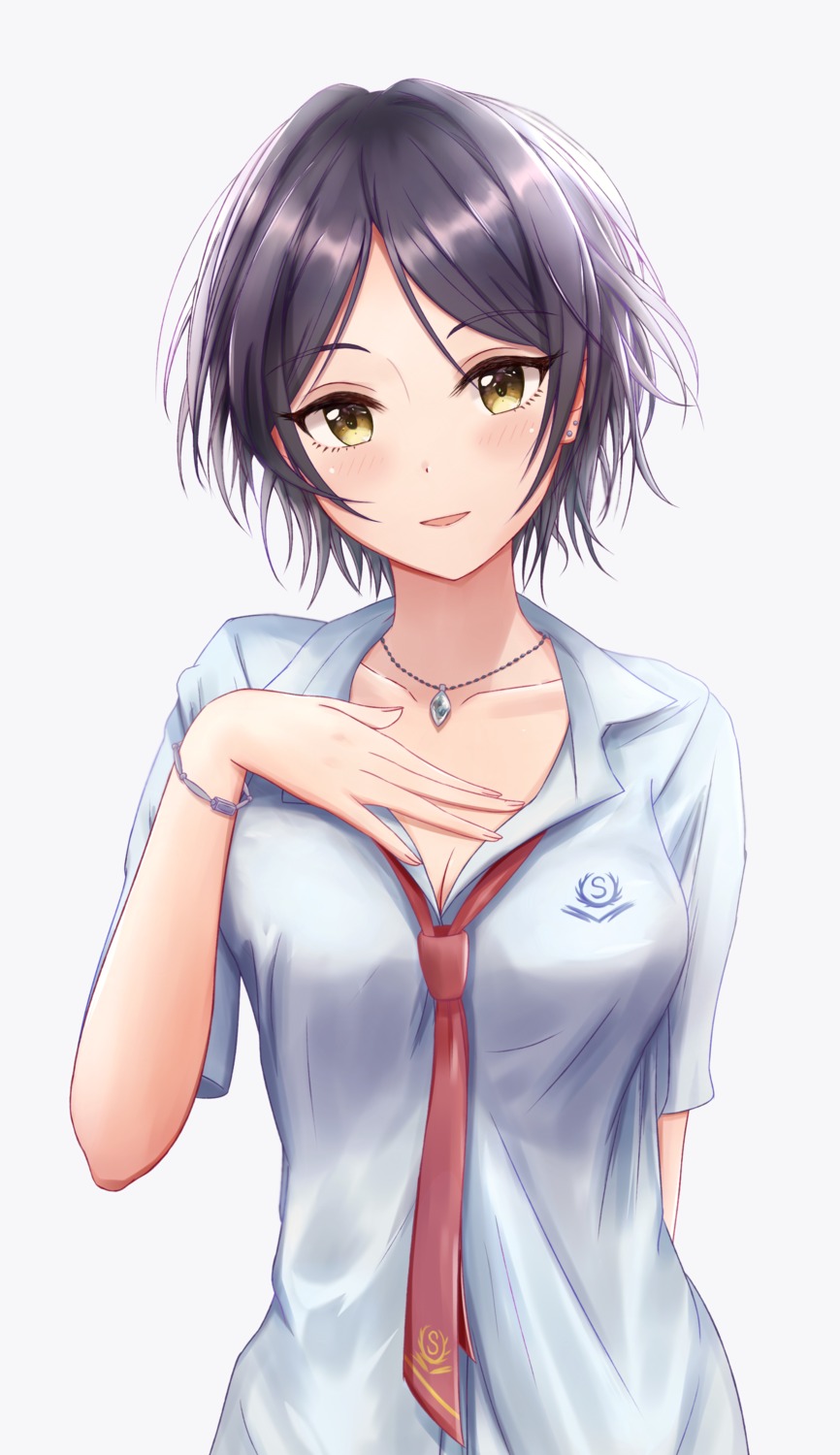 cleavage hayami_kanade masuku_(saint_mask) open_shirt seifuku the_idolm@ster the_idolm@ster_cinderella_girls