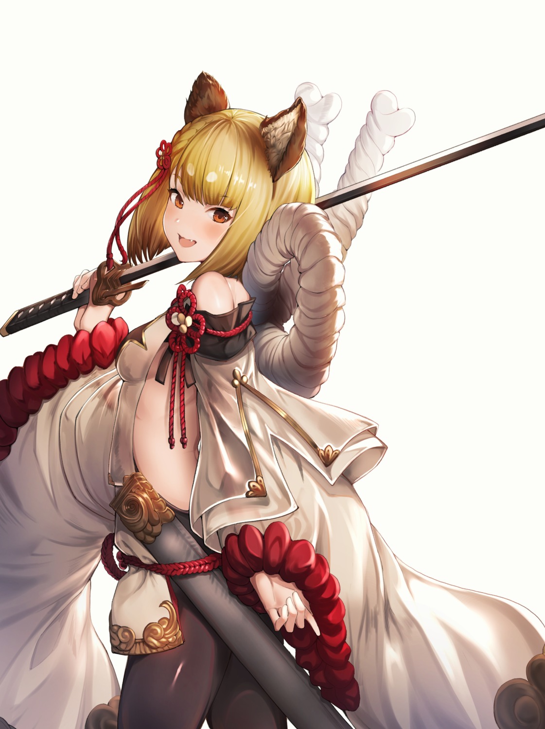 animal_ears granblue_fantasy inumimi no_bra ohihil pantyhose see_through sword vajra_(granblue_fantasy)