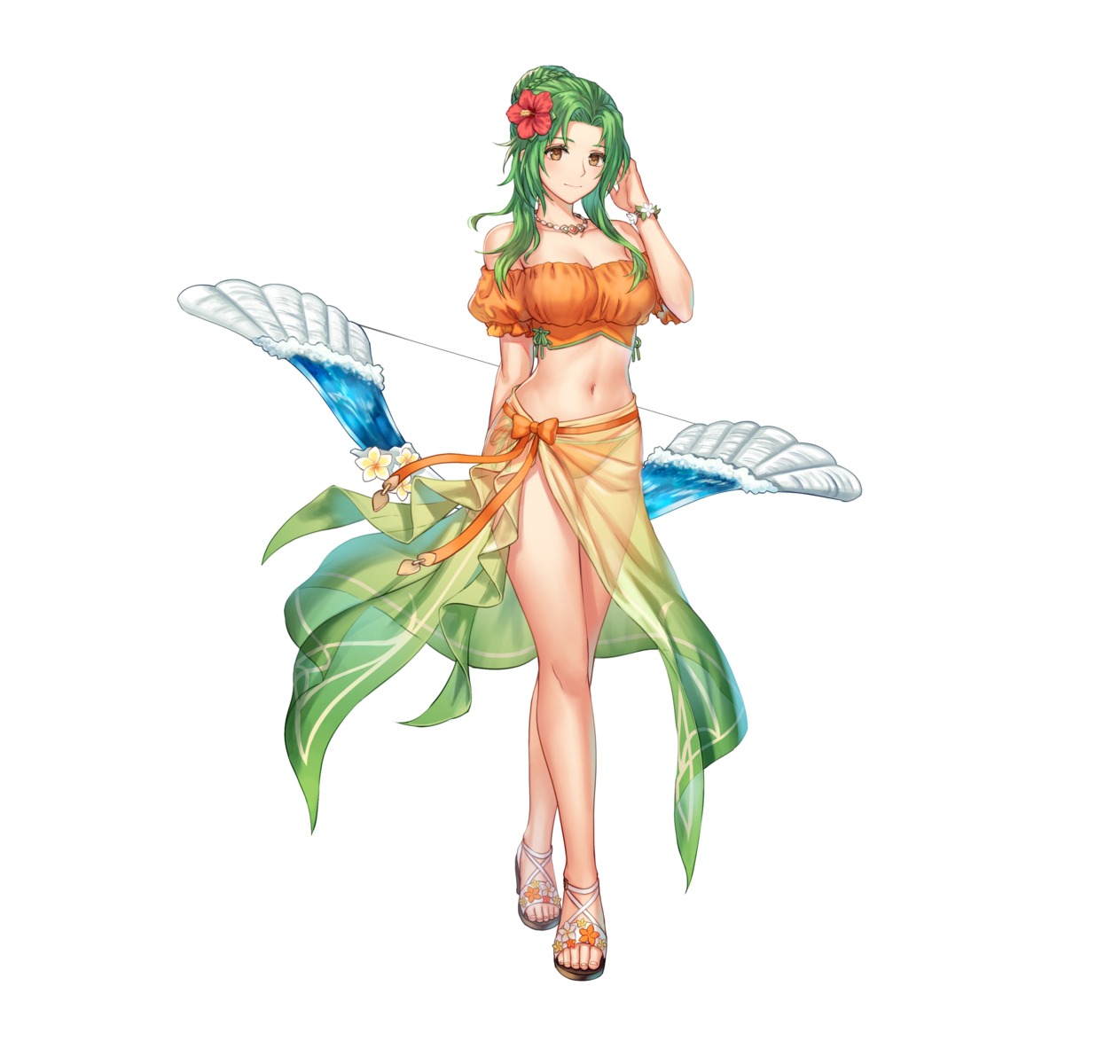 anbe_yoshirou bikini cleavage elincia_ridell_crimea fire_emblem fire_emblem:_souen_no_kiseki nintendo see_through swimsuits weapon