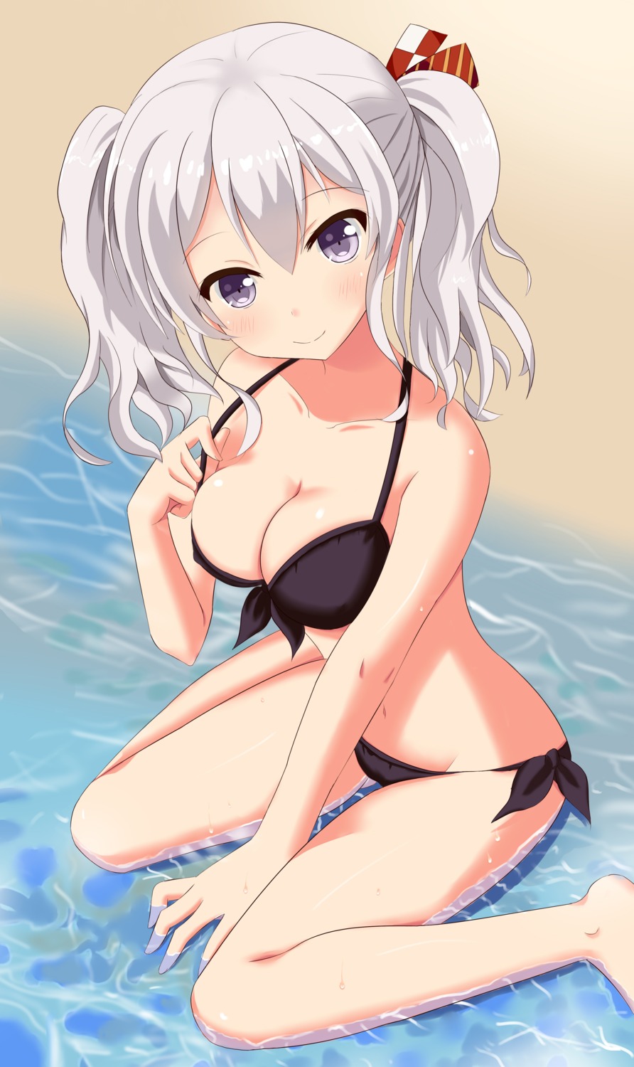 bikini cleavage erect_nipples kantai_collection kashima_(kancolle) swimsuits wet xiaosamiao