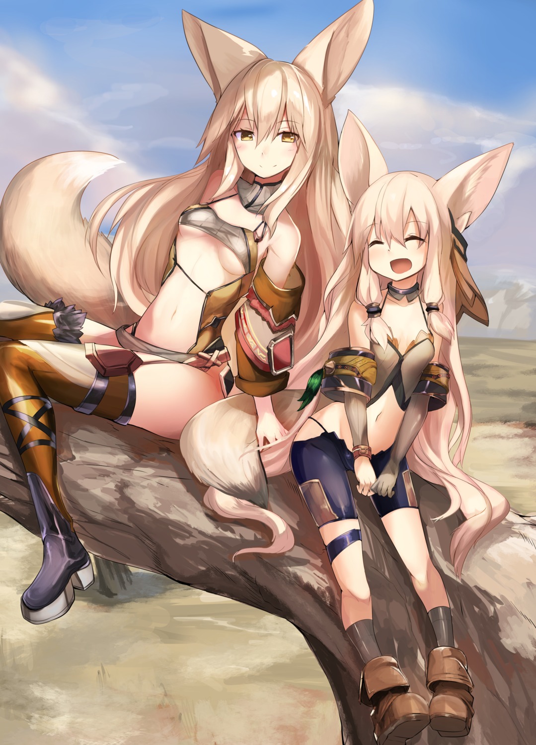 animal_ears bike_shorts cleavage haik tail thighhighs underboob