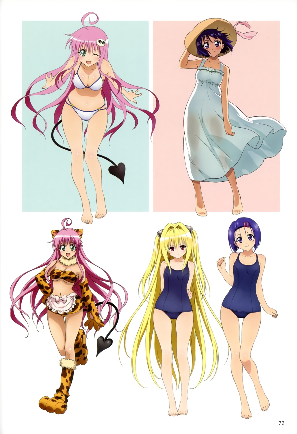 bikini dress golden_darkness lala_satalin_deviluke oka_yuuichi sairenji_haruna school_swimsuit summer_dress swimsuits to_love_ru