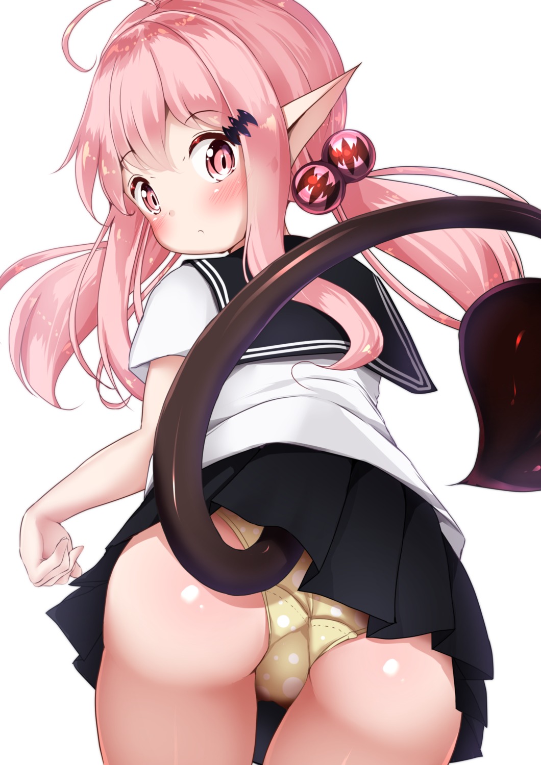 ass loli mochiyuki pantsu pointy_ears seifuku skirt_lift tail