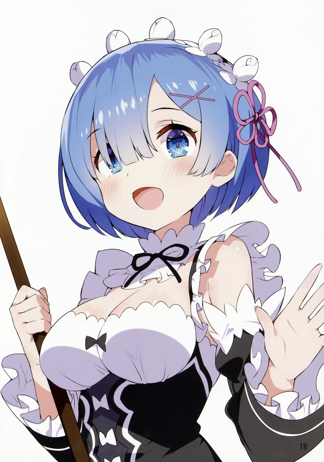 cleavage gaou macaron_taitei maid re_zero_kara_hajimeru_isekai_seikatsu rem_(re_zero) screening