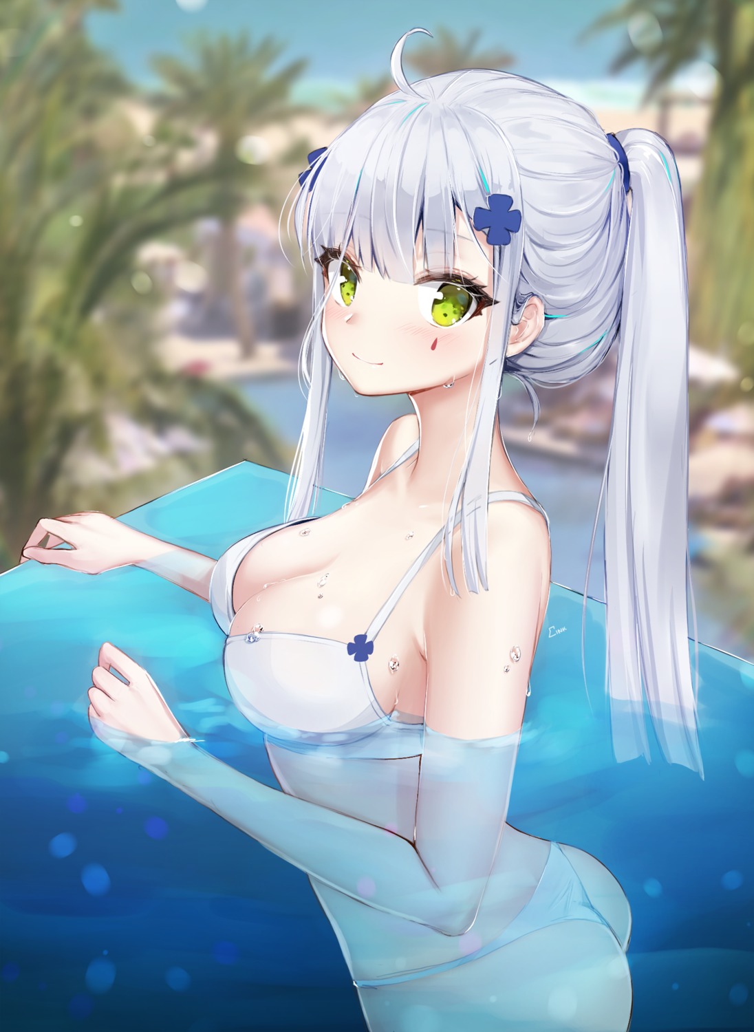 ankkoyom ass bikini cleavage girls_frontline hk416_(girls_frontline) swimsuits thong wet