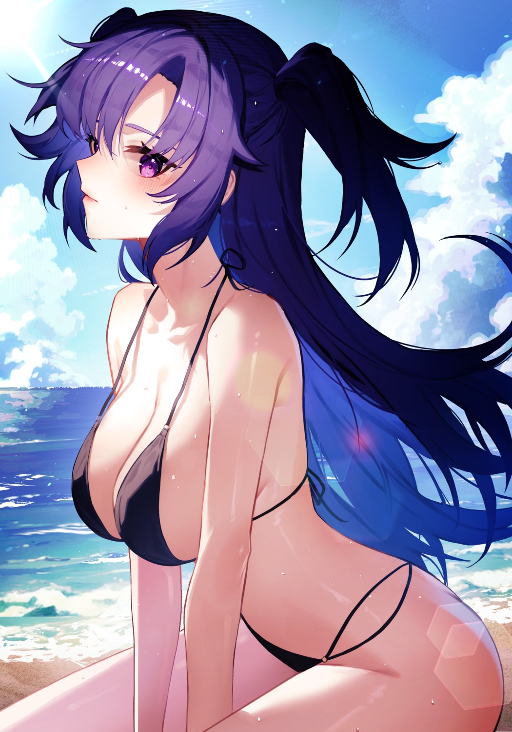 bikini blue_archive hayase_yuuka hiya_(lww3257) swimsuits wet