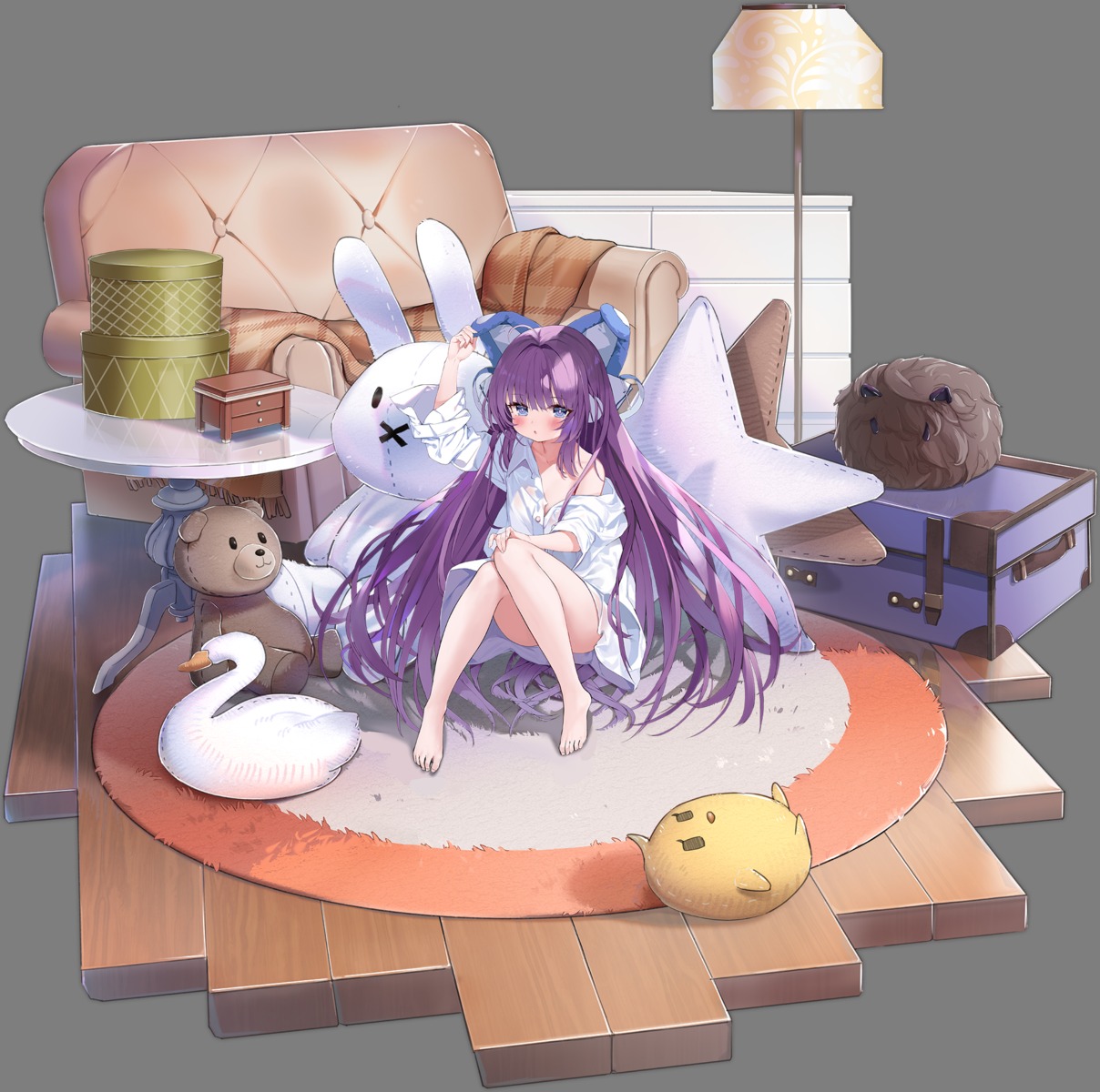 animal_ears azur_lane bunny_ears dress_shirt gaou_(matsulatte) loli manjuu_(azur_lane) no_bra see_through tashkent_(azur_lane) transparent_png