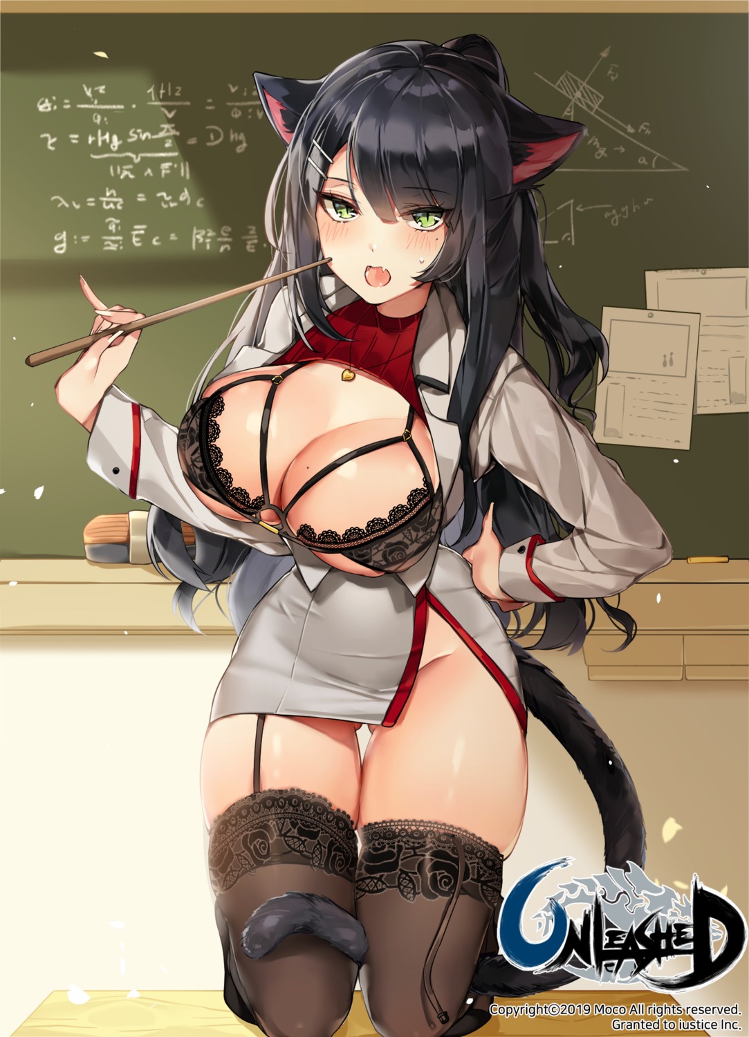 animal_ears bra nekomimi nopan onew open_shirt stockings tail thighhighs unleashed