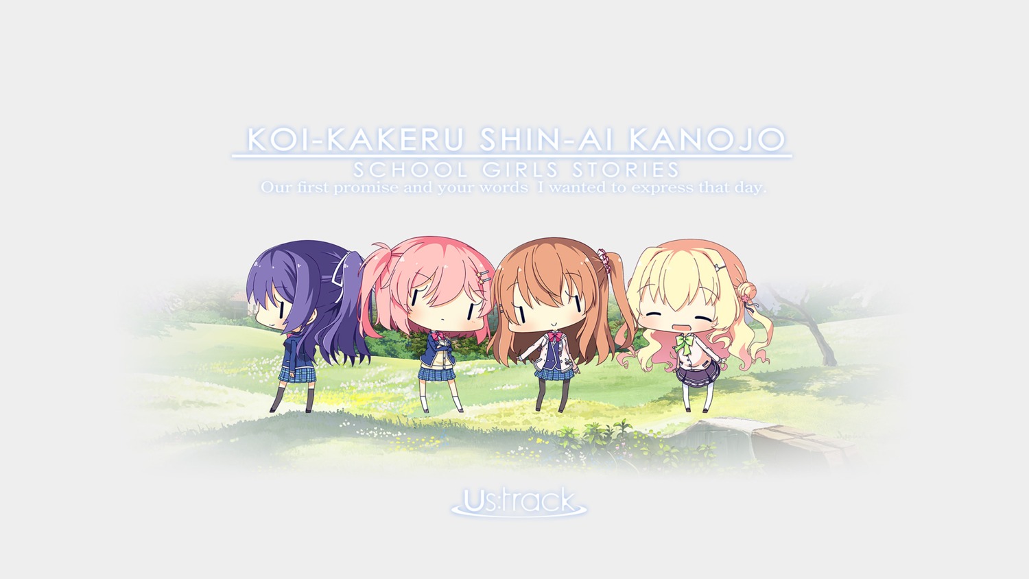 amakara_surume chibi himeno_sena koi_kakeru_shin-ai_kanojo komari_yui pantyhose seifuku shijou_rinka shindou_ayane sweater thighhighs us:track wallpaper