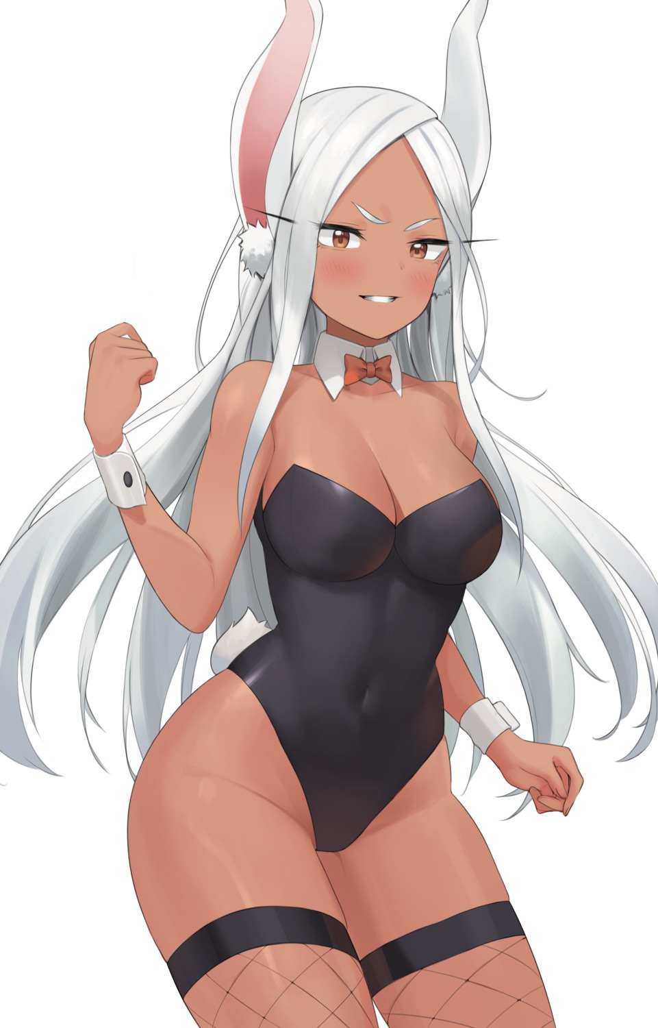 animal_ears boku_no_hero_academia bunny_ears bunny_girl fishnets haeil2 no_bra tail thighhighs usagiyama_rumi