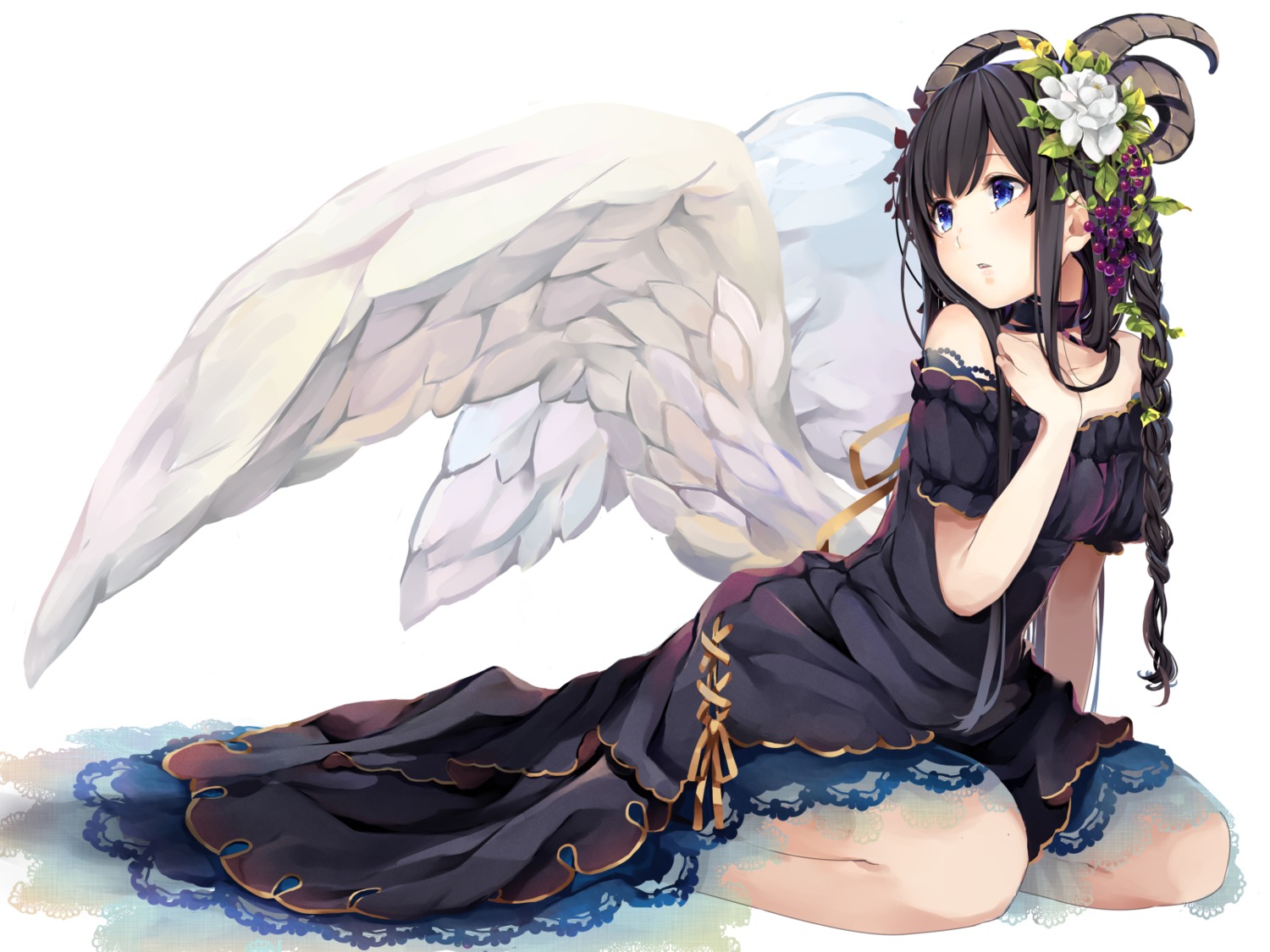 ao_no_neko dress horns wings