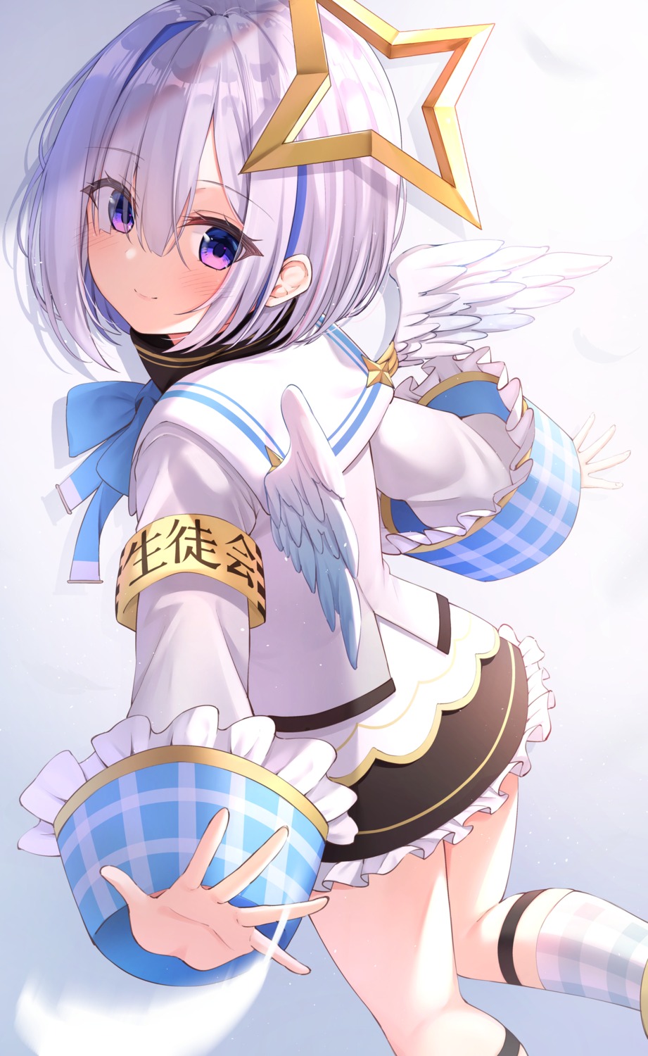 amane_kanata angel hololive seifuku wings xue_lu