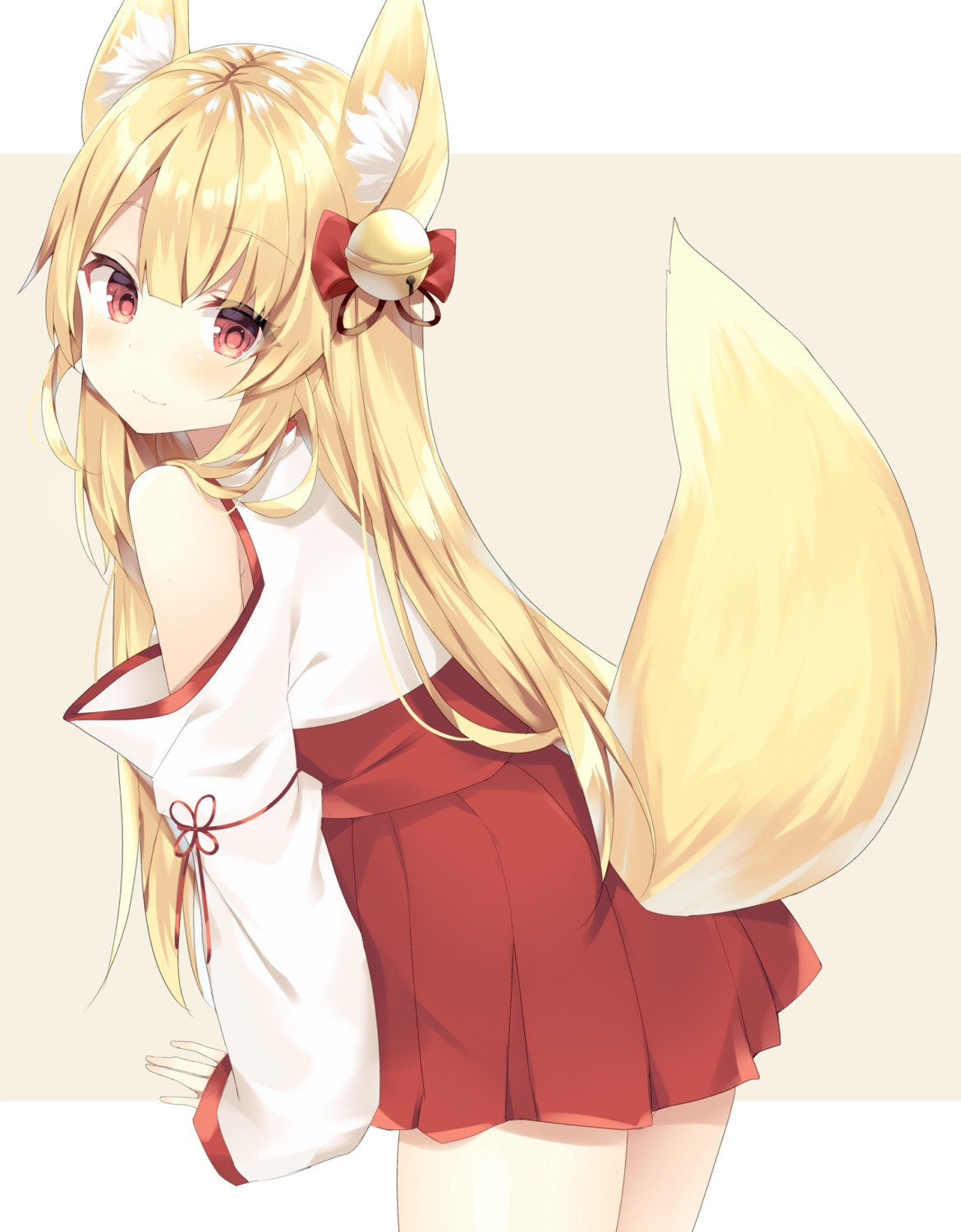 animal_ears kitsune komomo_(ptkrx) miko tail