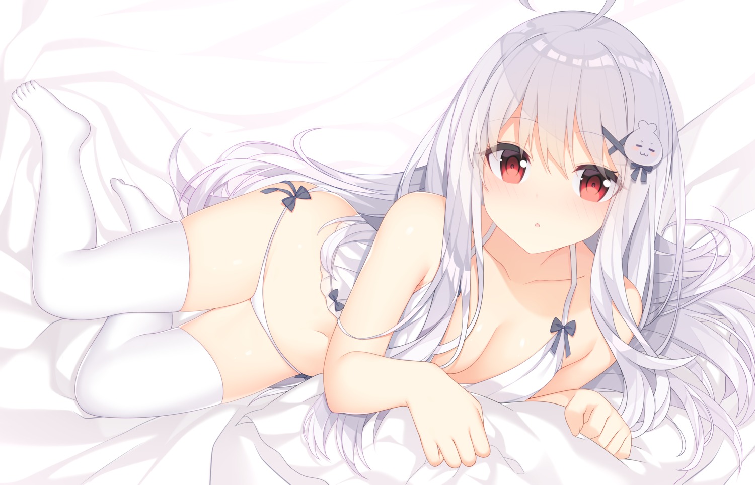 cleavage jyt lingerie loli niliu_chahui no_bra pantsu thighhighs tokisaki_mio