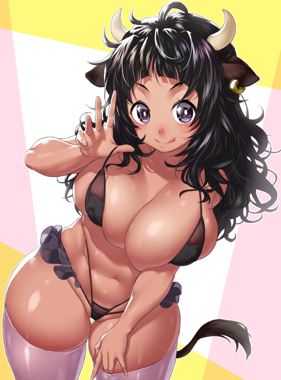 animal_ears areola bikini horns see_through swimsuits tagme tail thighhighs undressing