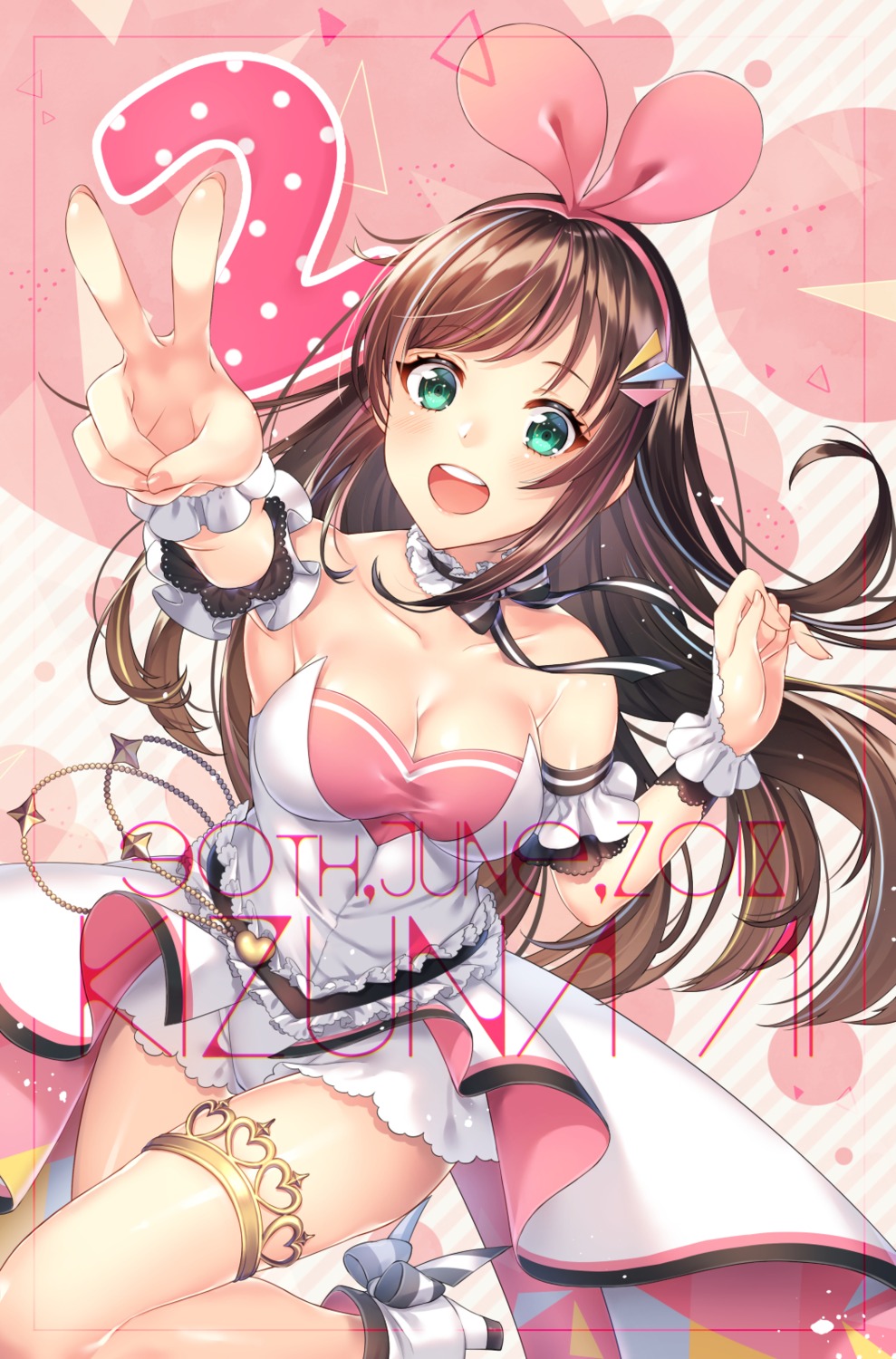 a.i._channel cleavage garter heels kitazume_kumie kizuna_ai