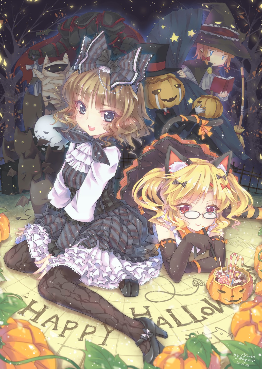 abyss_of_parliament animal_ears halloween nekomimi pantyhose tail witch