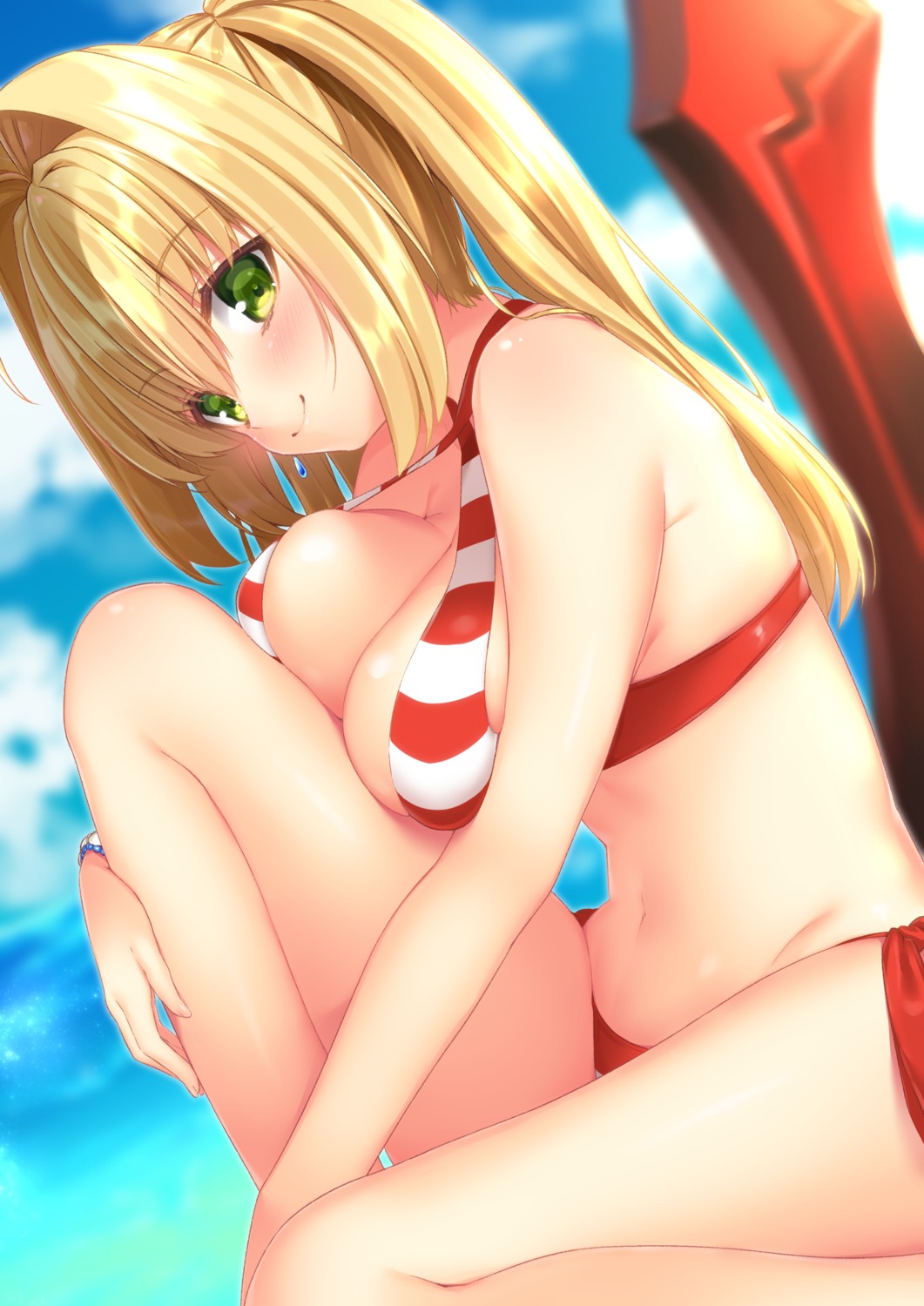 bikini fate/grand_order jiiwara saber_extra swimsuits sword