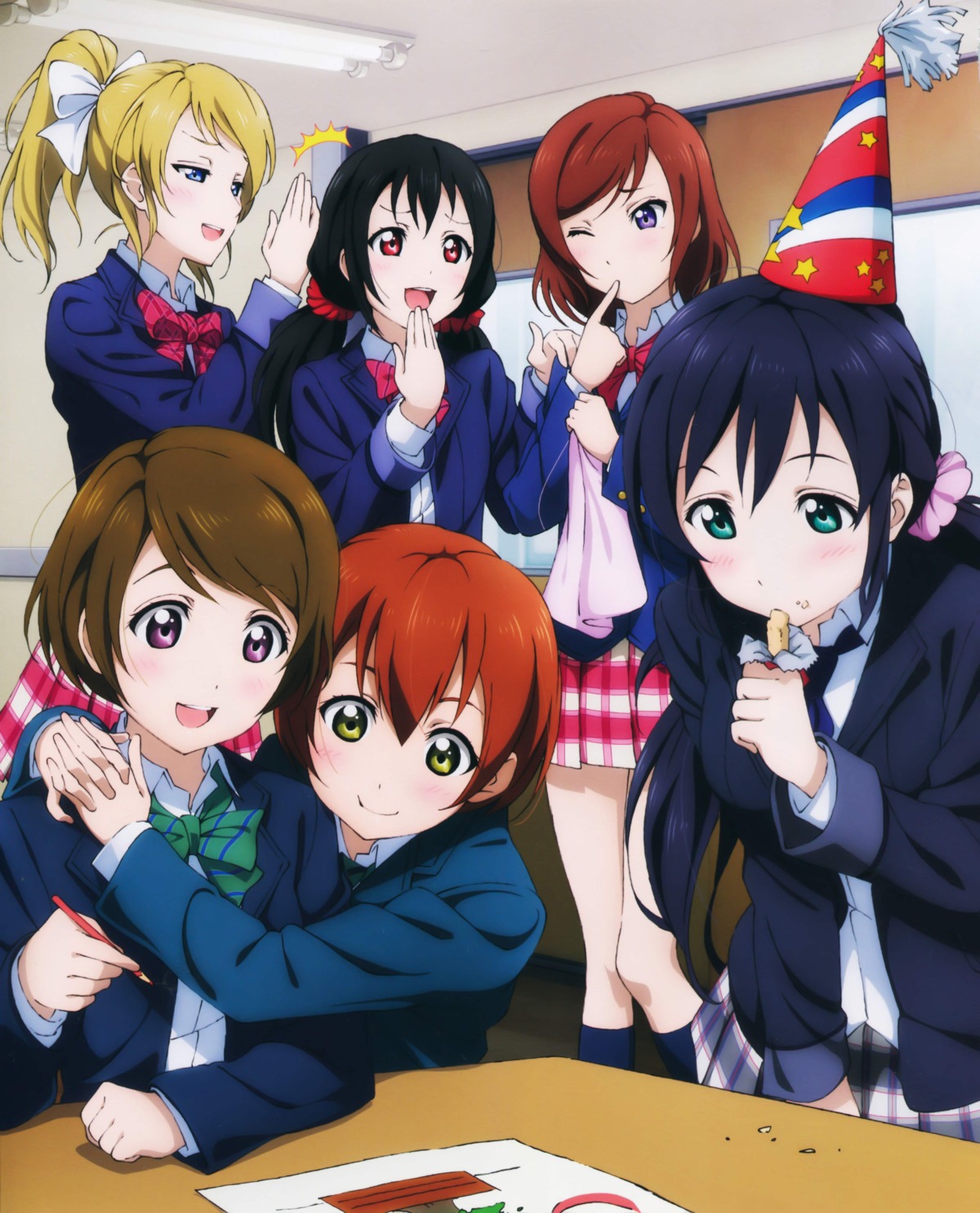 ayase_eli hoshizora_rin koizumi_hanayo love_live! murota_yuuhei nishikino_maki seifuku toujou_nozomi yazawa_nico