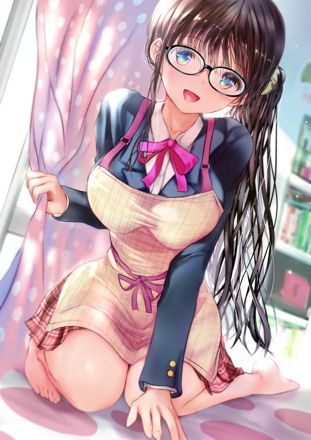 breast_hold megane ogata_tei seifuku