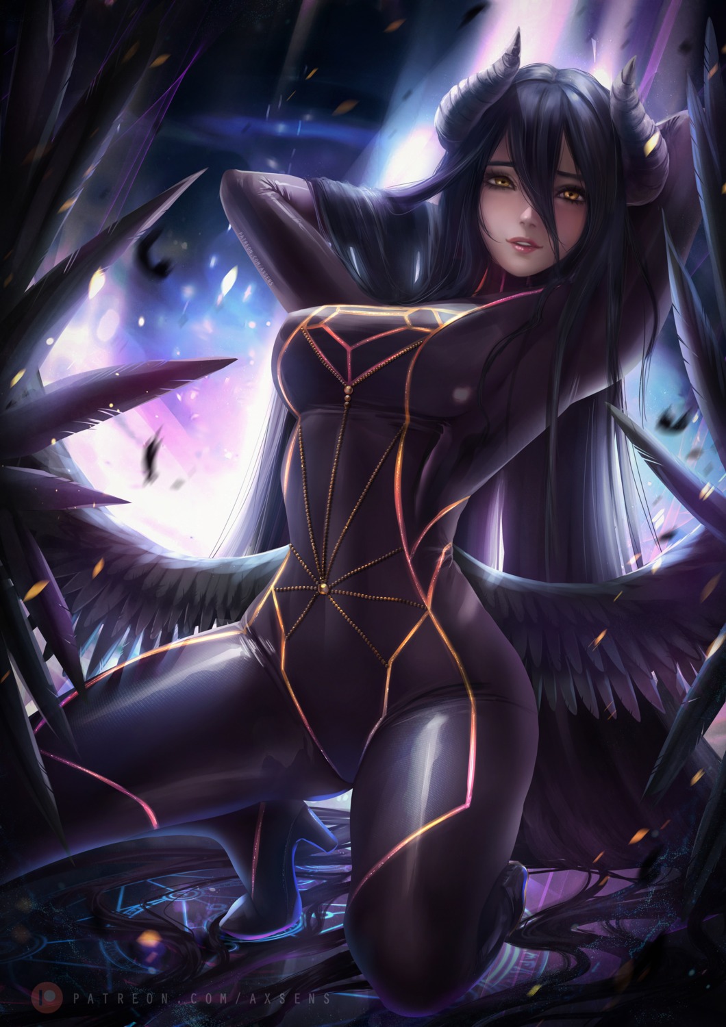 albedo_(overlord) axsens bodysuit heels horns overlord wings
