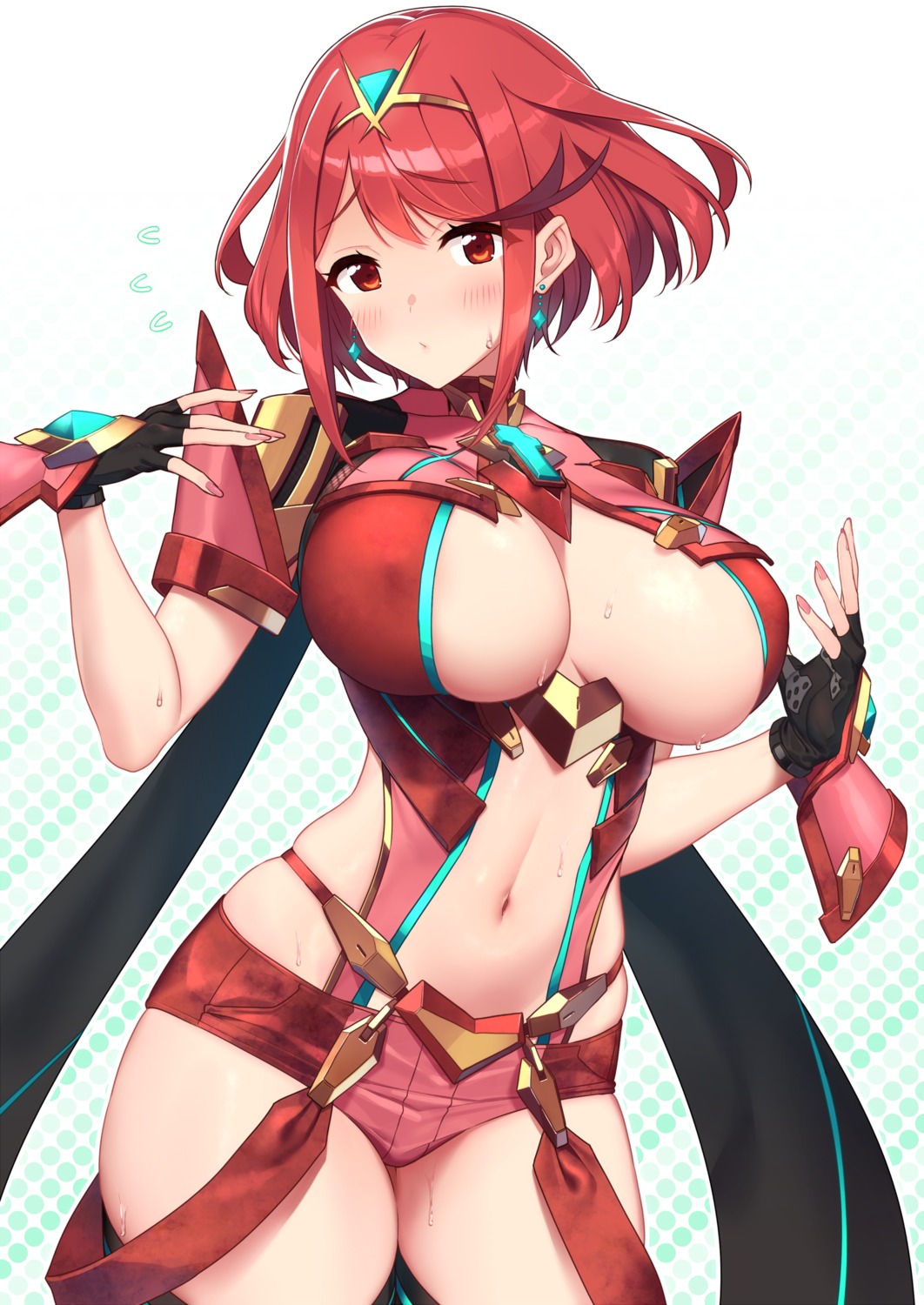 armor baffu erect_nipples homura_(xenoblade_2) no_bra xenoblade xenoblade_chronicles_2