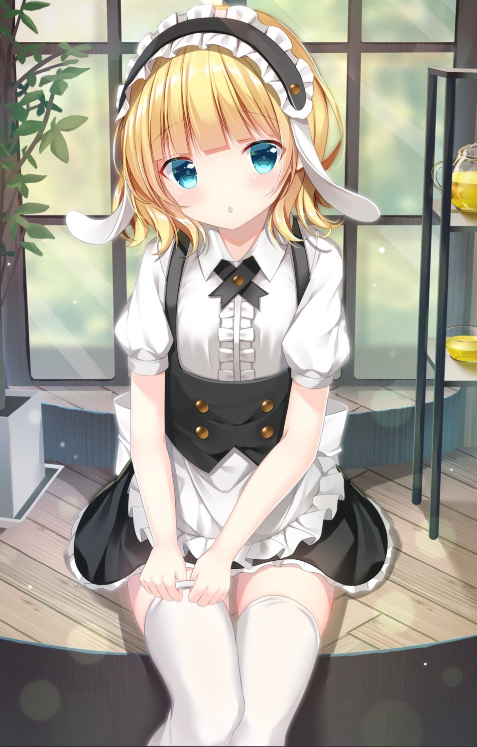 animal_ears bunny_ears gochuumon_wa_usagi_desu_ka? kirima_sharo maid pizzzica thighhighs waitress