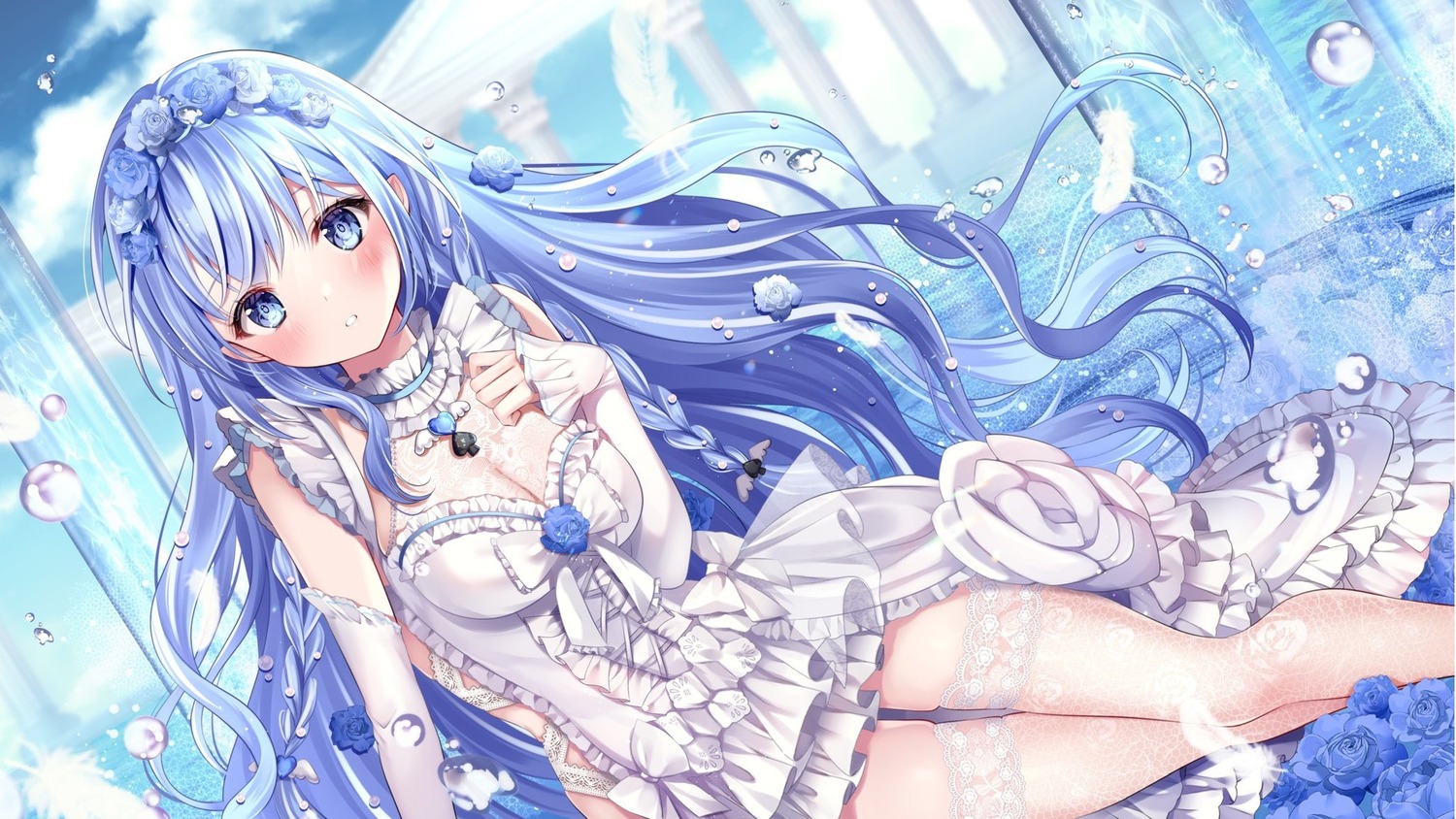 cleavage dress indie_virtual_youtuber kokoha_roni no_bra see_through thighhighs yuga-