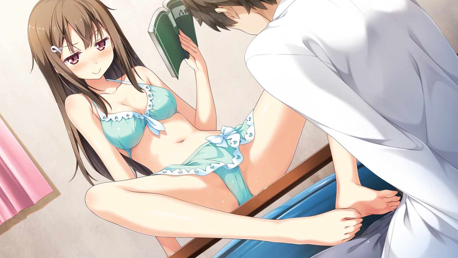 bikini cameltoe cleavage cube feet game_cg kantoku koi_suru_kanojo_no_bukiyou_na_butai swimsuits togawa_mayuu