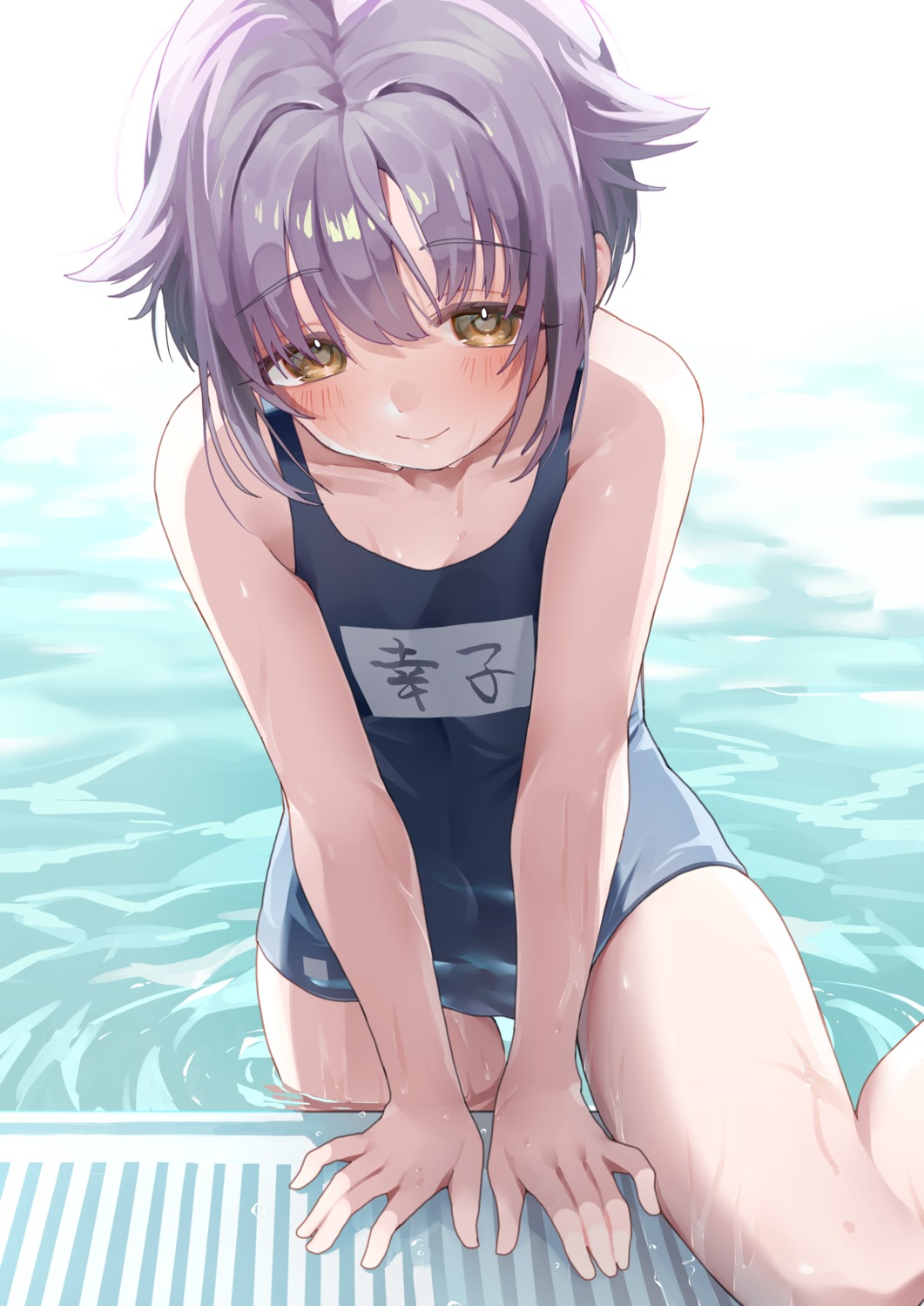 koshimizu_sachiko ningen_mame school_swimsuit swimsuits the_idolm@ster the_idolm@ster_cinderella_girls wet