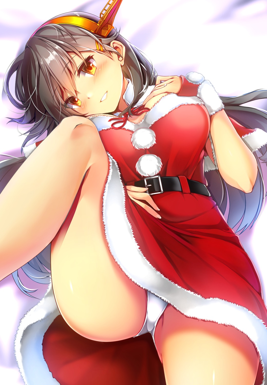 breast_hold christmas dress haruna_(kancolle) kantai_collection pantsu tsukui_kachou