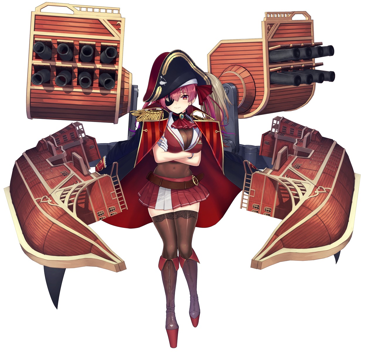 eyepatch hololive houshou_marine oshiruko_(oshiruco_212048) pirate thighhighs