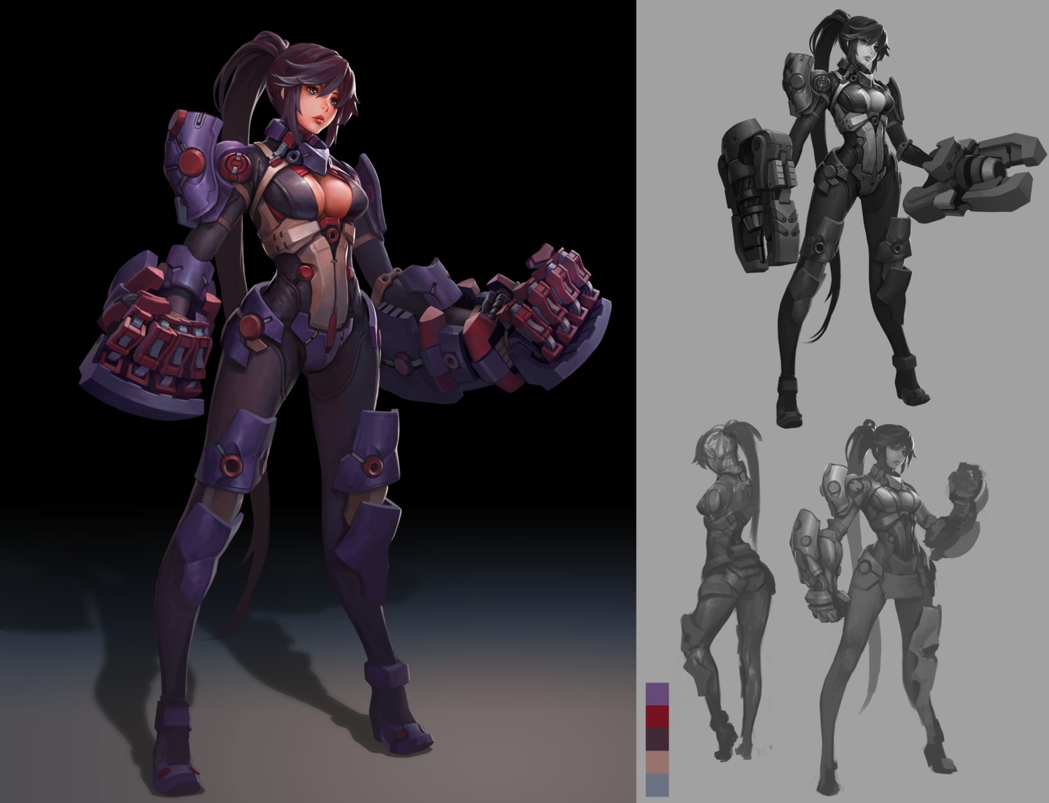 armor bodysuit gun mecha mecha_musume nfb-zmc weapon