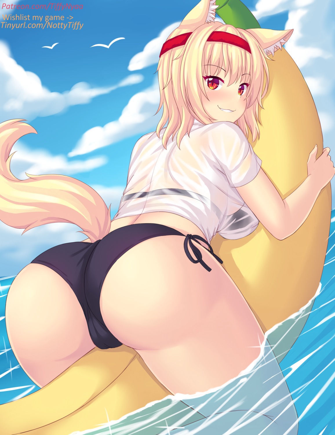 animal_ears ass bikini cameltoe fast-runner-2024 see_through swimsuits tail tiffy wet wet_clothes